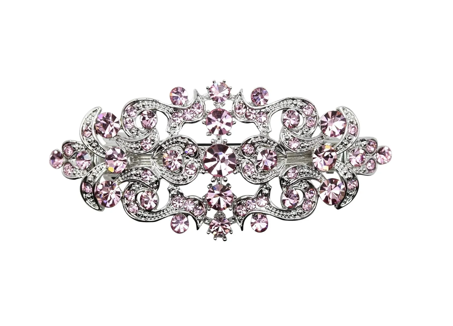 Faship Gorgeous Light Pink Blush Crystal Floral Hair Barrette Clip