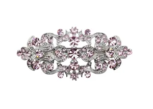Faship Gorgeous Light Pink Blush Crystal Floral Hair Barrette Clip