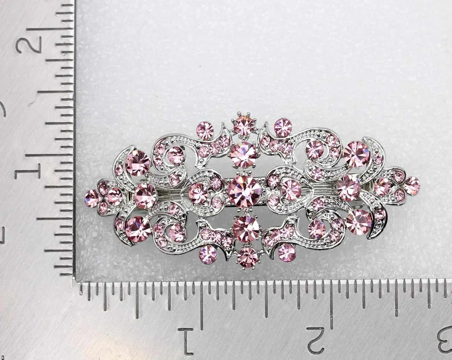 Faship Gorgeous Light Pink Blush Crystal Floral Hair Barrette Clip