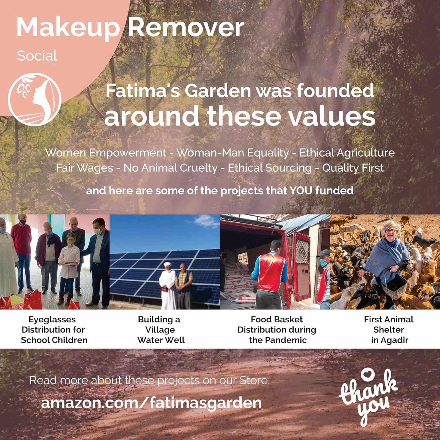 Fatima's Garden Organic Makeup Remover - With Argan & Rose Water, 300ml