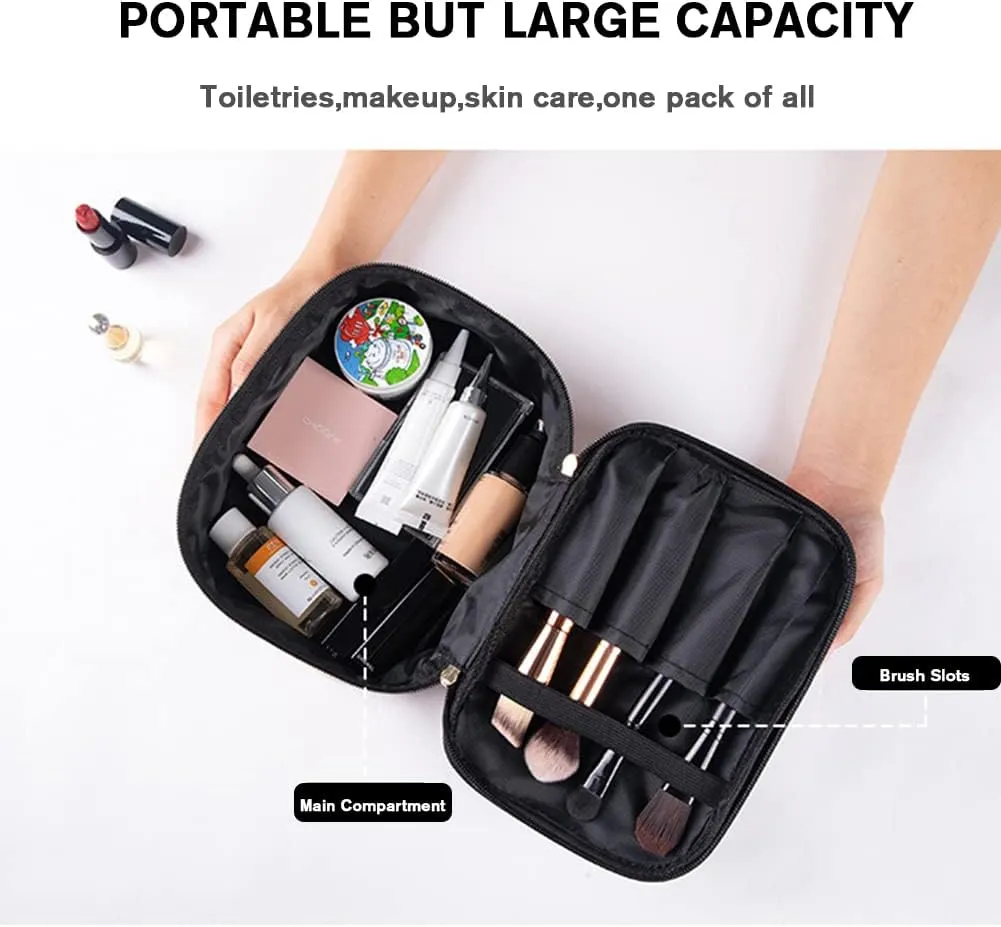 FITINI 3 Pieces Makeup Bags Double Layer Travel Large Cosmetic Cases Organizer Toiletry Bags Waterproof Small Zipper Pouch for Women Makeup Brush Storage Bag,Blush Pink
