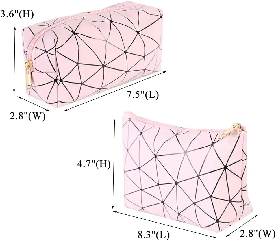 FITINI 3 Pieces Makeup Bags Double Layer Travel Large Cosmetic Cases Organizer Toiletry Bags Waterproof Small Zipper Pouch for Women Makeup Brush Storage Bag,Blush Pink