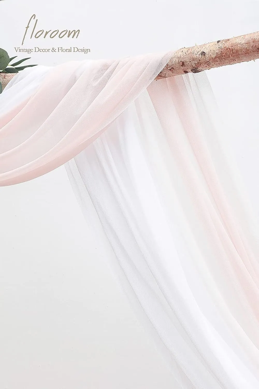 Floroom Arch Flowers with Drapes Kit (Pack of 4) - 2pcs Artificial Blush Pink Floral Swag Arrangement with 2pcs Draping Fabric for Wedding Ceremony Arbor and Reception Backdrop Decoration