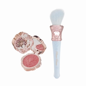 Flower Knows Little Angel Cream Blush 02 Floral Praise Butterfly Cloud Collar Angled Powder Brush Pearly Moonlight