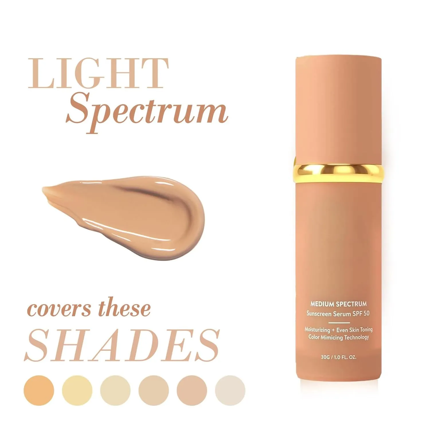 Foundation 4 in 1 - Medium Spectrum with SPF 50  Inspired, Hydrating Color Changing Foundation Makeup Liquid - Longwearing & Waterproof for Sport, Dancing (Natural Color)
