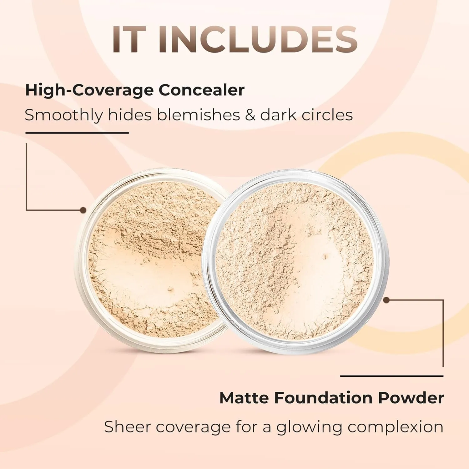FOUNDATION & CONCEALER DUO (FAIR 1 & LIGHT CONCEALER) Mineral Makeup Kit Full Size Set Matte Bare Face Sheer Powder Cover