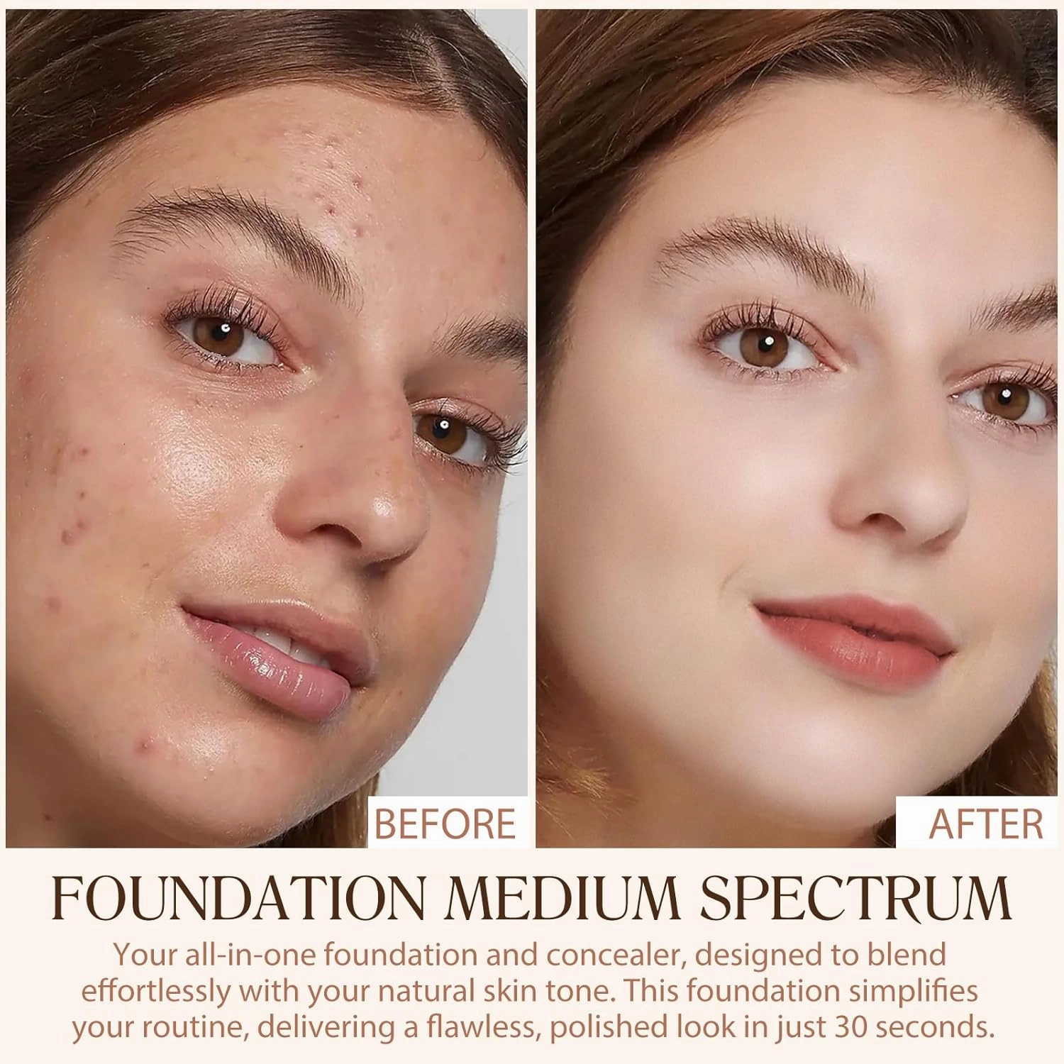 Foundation 4 in 1 - Light Spectrum With SPF 50 , 2Pack Color Changing Foundation,Sunscreen Serum, Deep Hydration, Skin Tone Perfecting, Advanced Color-Match Technology 1.05 Fl Oz