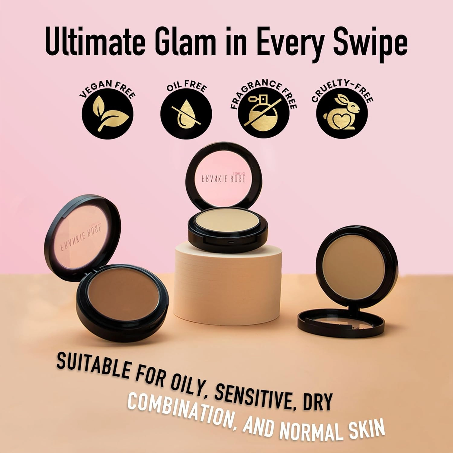 Frankie Rose Cosmetics Powder Foundation – Full Coverage Face Powder For Pores & Imperfections, Evens Out Skin Tone & Shine-Control | 58 Grams (Porcelain)