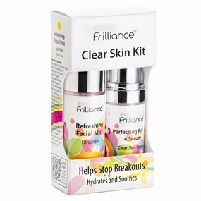 Frilliance Clear Skin Kit Perfecting Primer Serum & Facial Mist for Acne, Vegan Cruelty Free for Teens of All Skin Types, Mandelic Acid Fights Breakouts Blackheads