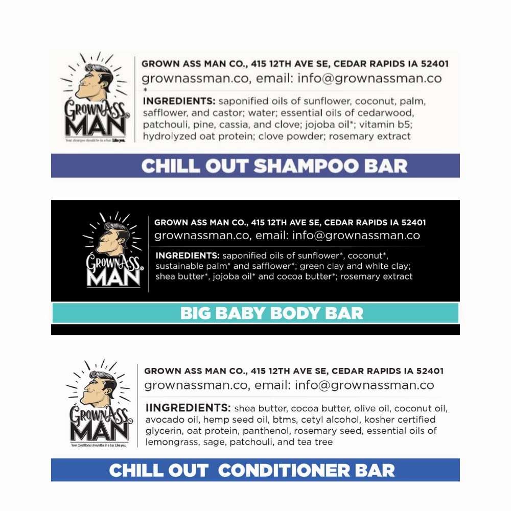 Full Bath Bundle For Men - Shampoo Bar, Conditioner Bar, & Body Bar Pack - Rich Lather with Natural Oils - Plastic Free, Sustianable, & Eco-Friendly, Vegan & Organic Deep Clean (Soothing, 3-Pack)