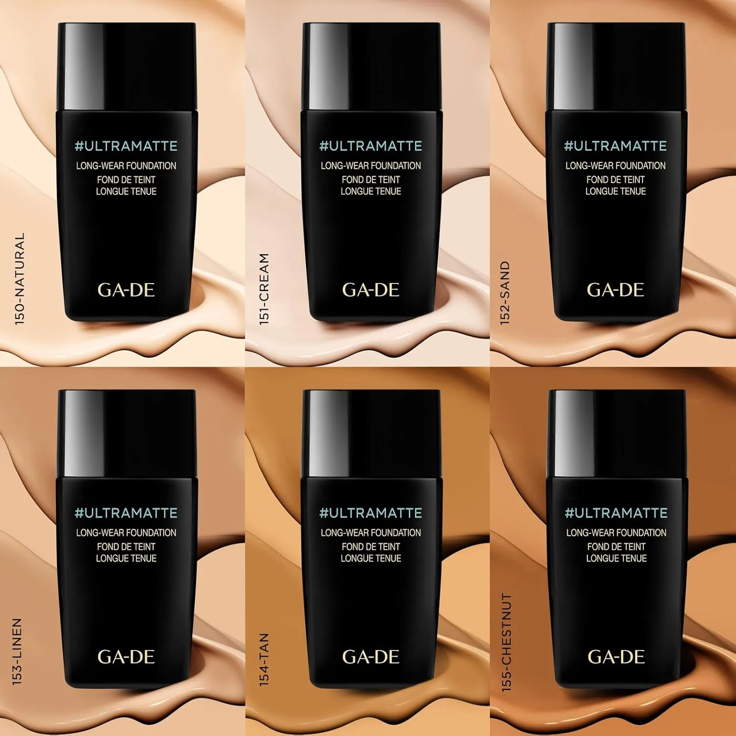 GA-DE Ultramate Long-Wear Foundation, 155 - Sweat-Resistant and No-Transfer Cream Foundation - Face Makeup for Flawless Ultra-Matte Finish - 1 oz