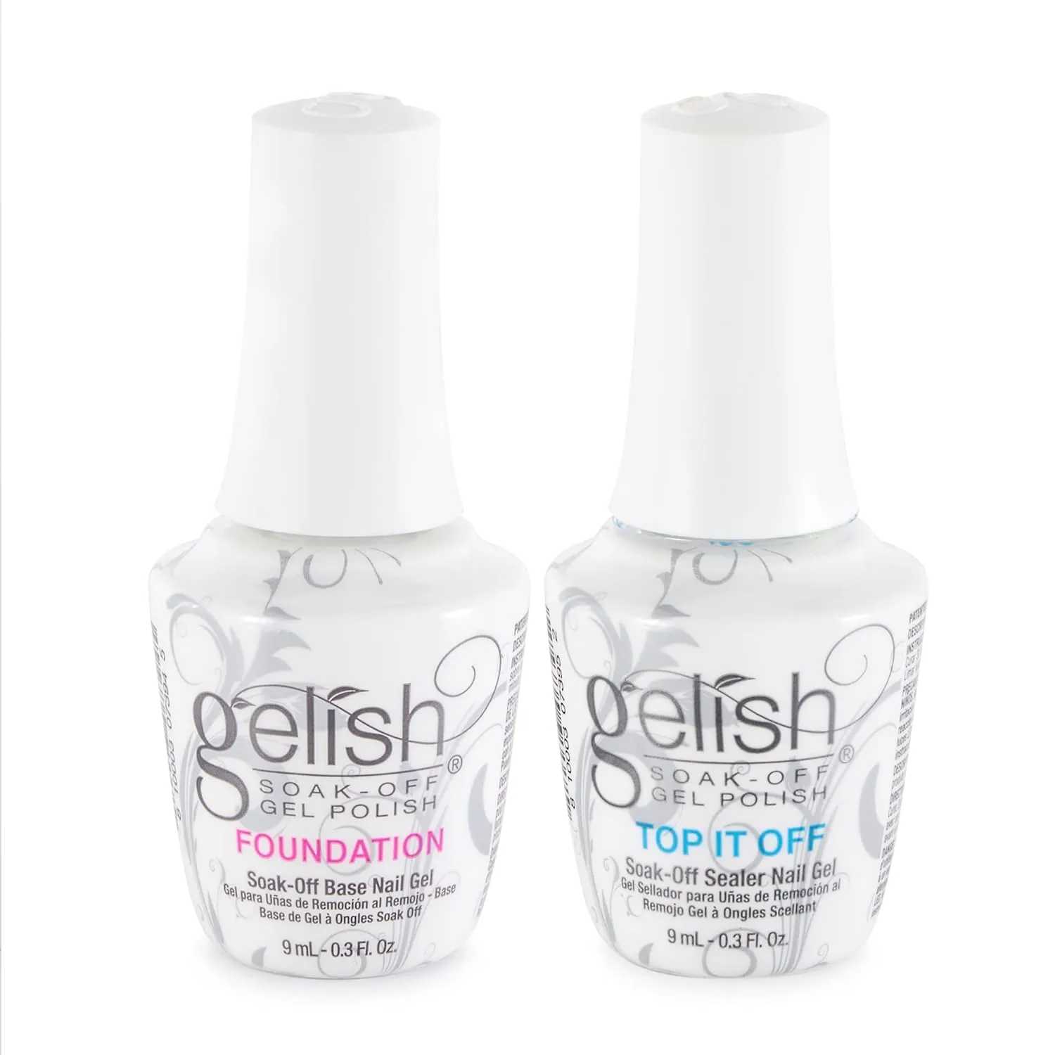 Gelish Mini Dynamic Duo - Foundation Base Gel & Top It Off Sealer Gel Set, Long-lasting, High-Shine Finish for Gel Manicures, Cures Fast in LED/UV Light, No Chips, Soak-Off, 9mL Each
