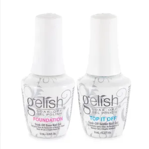 Gelish Mini Dynamic Duo - Foundation Base Gel & Top It Off Sealer Gel Set, Long-lasting, High-Shine Finish for Gel Manicures, Cures Fast in LED/UV Light, No Chips, Soak-Off, 9mL Each