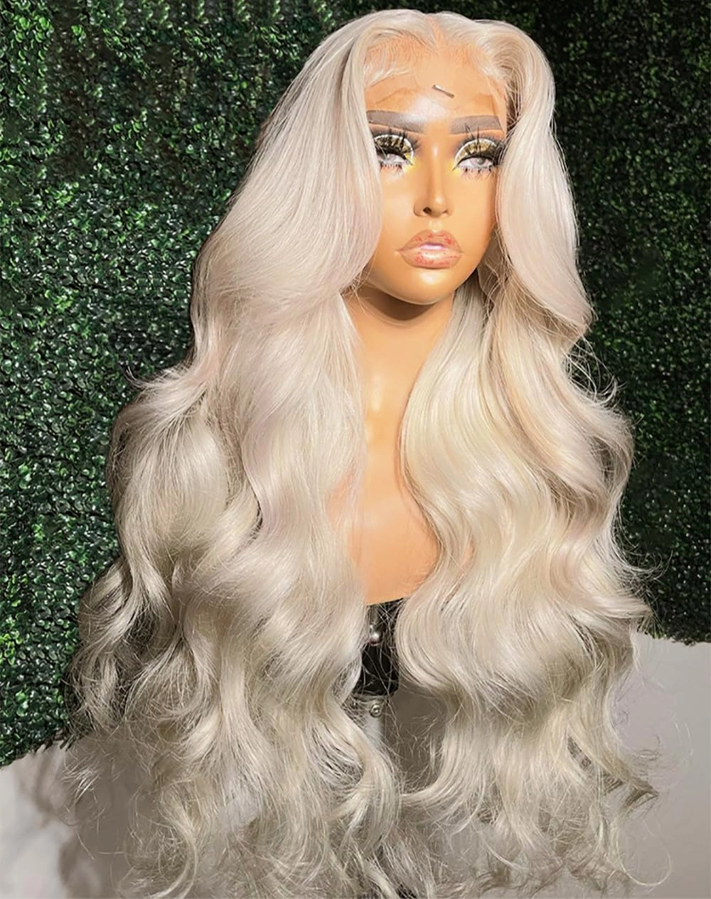 GIANNAY Blonde Body Wave Lace Front Wigs, White Blonde Wigs Long Wavy Synthetic Lace Front Wig for Black Women(Platinum Blonde Body Wave Wigs)