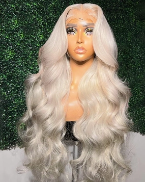 GIANNAY Blonde Body Wave Lace Front Wigs, White Blonde Wigs Long Wavy Synthetic Lace Front Wig for Black Women(Platinum Blonde Body Wave Wigs)