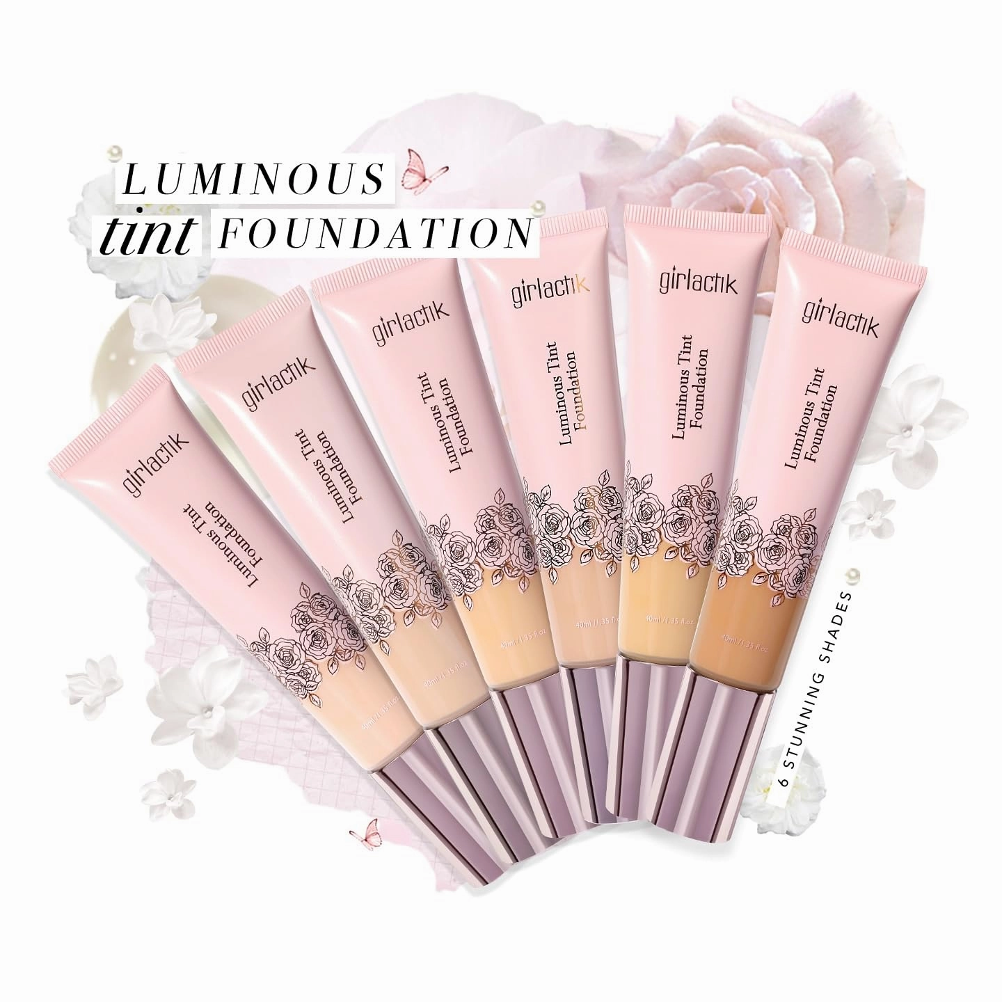 Girlactik Luminous Tint Foundation – Hydrating 2-in-1 Tinted Moisturizer & Buildable Foundation with Hyaluronic Acid, Vitamin C & Squalane – Lightweight, Natural Finish (Neutral, 1.35 fl oz.)