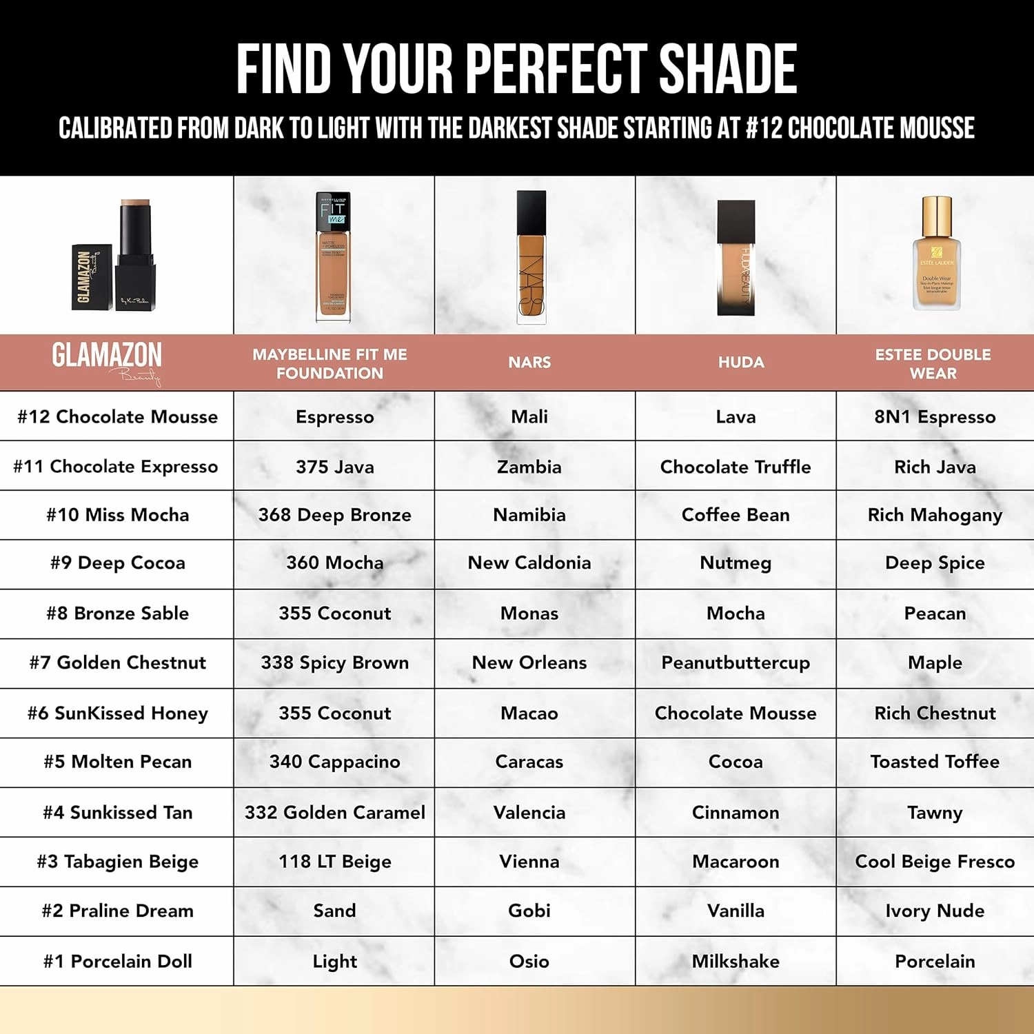 Glamazon Second to None Foundation Stick, Golden Chestnut, Light-to-Full Coverage, Weightless Makeup With a Glowy Natural Finish