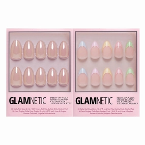 Glamnetic Press-On Nails Bundle - Los Angeles & Confetti | Blush Nude Pink Short Almond Nails in Glazed Finish | Glossy Short Almond Pastel French Tip Nails | Reusable, Salon-Quality Nail Kits