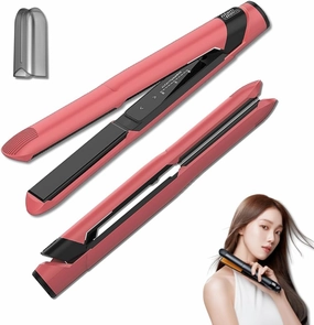 Glampalm Hair Straightener - 1" Ceramic Flat Iron, Touch Sensor & 11 Heat Settings, 20s Heat Up (210°–450°), Korea's No.1 Salon Styling Tool with 3D Swivel Cord & Dual Voltage, Blush Pink (GP201T)