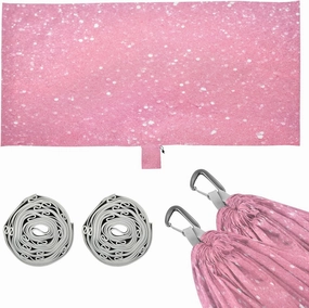 Glitter Blush Pink Camping Hammock, 330 lbs with 2 Tree Straps, Carry Bag, Single Portable Hammock for Outdoor/Indoor, Hiking, Beach, Backpacking, Travel