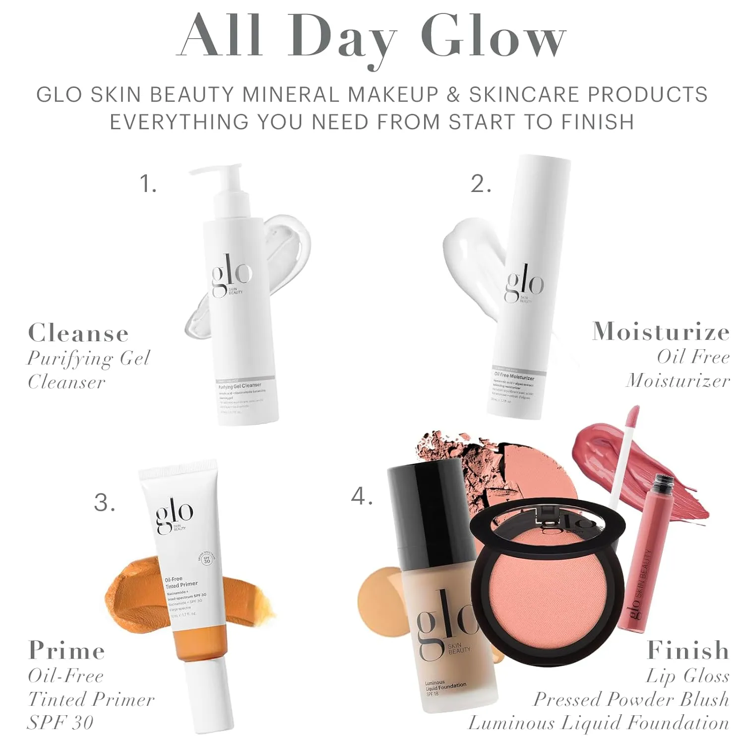 Glo Skin Beauty Luminous Liquid Mineral Foundation Makeup with SPF 18 (Porcelain) - Improves Uneven Skin Tone, Smooths & Corrects Imperfections, Sheer to Medium Coverage, Dewy Finish