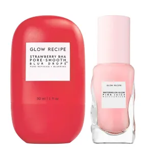 Glow Recipe Blur   Smooth Duo - Strawberry BHA Pore Smooth Blur Drops (30 ml)   Watermelon Pink Juice Moisturizer (25 ml) - Travel Size Skincare for Glowing Skin