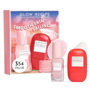 Glow Recipe Smooth Skin Sailing Skincare Set - Watermelon Glow Pink Juice Facial Moisturizer   Silicone-Free BHA Strawberry Pore Minimizer Blurring Drops (2 Count)