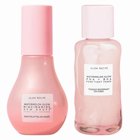 Glow Recipe Niacinamide Dew Drops Facial Serum & Illuminating Makeup Primer (40 ml)   Mini Watermelon Glow PHA   BHA Facial Toner & Pore Minimizer with Hyaluronic Acid (40 ml)