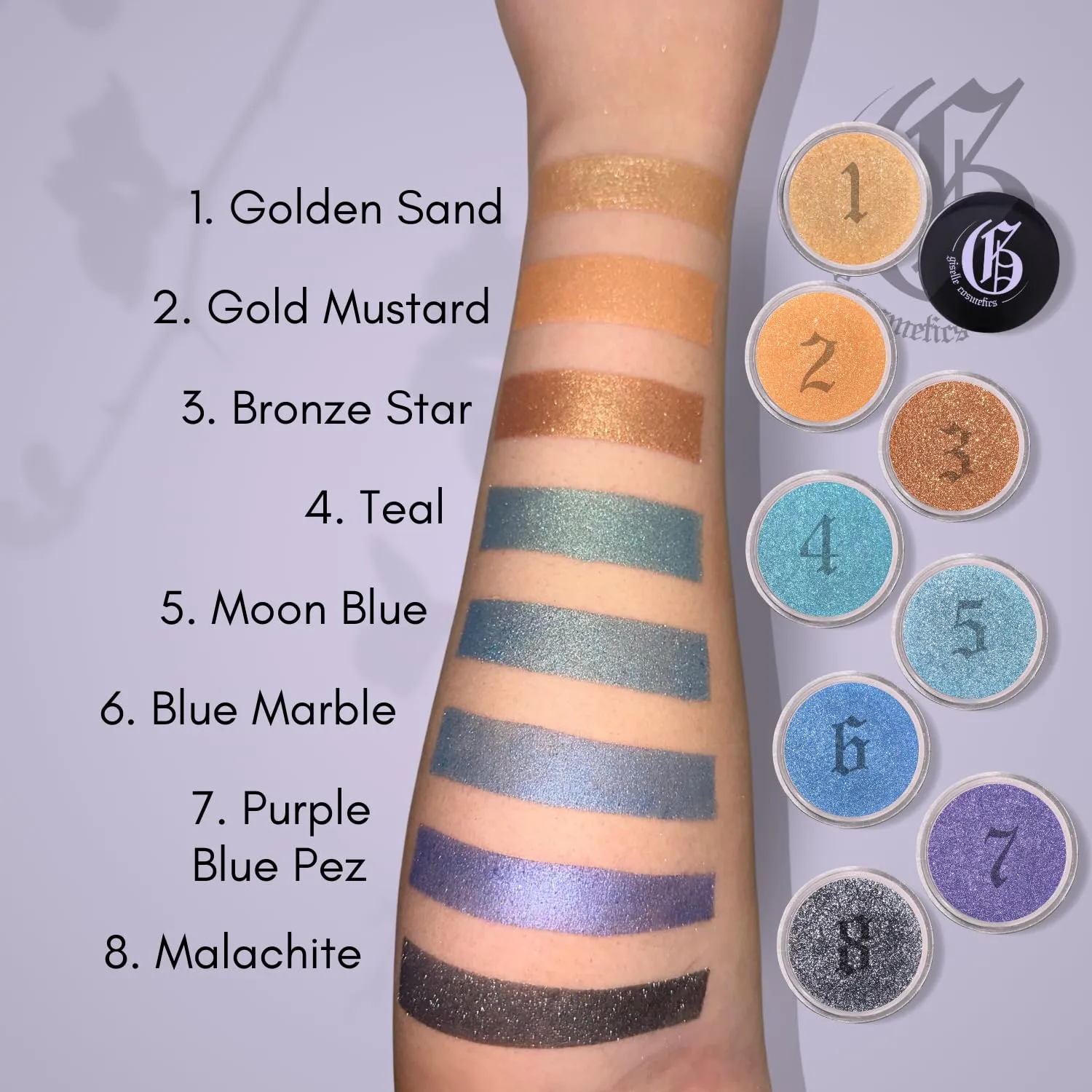 Gold Mustard Organic Eyeshadow Palette - High Pigment Loose Mineral Eye Shadow, Non-Toxic Talc-Free Makeup, Shimmering Copper & Bronze, Iridescent Glitter & Baked Powder