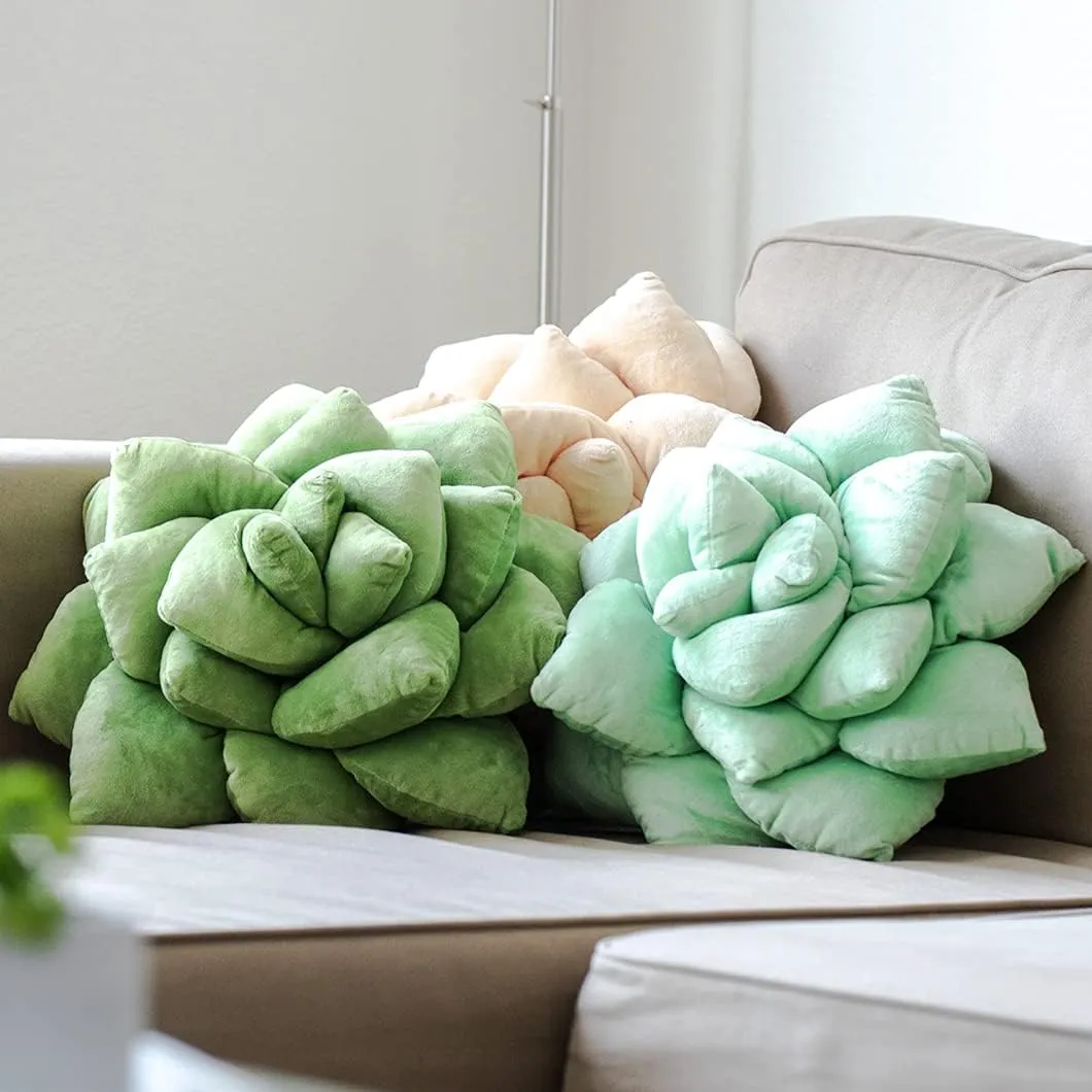 Green Philosophy Co. Succulent® Pillow 16" – Soft 3D Decorative Flower Throw Pillow, Unique Blush Peach Plush Flower Cushion, Perfect for Couch, Sofa, Bedroom Decor, Gift for Plant Lovers