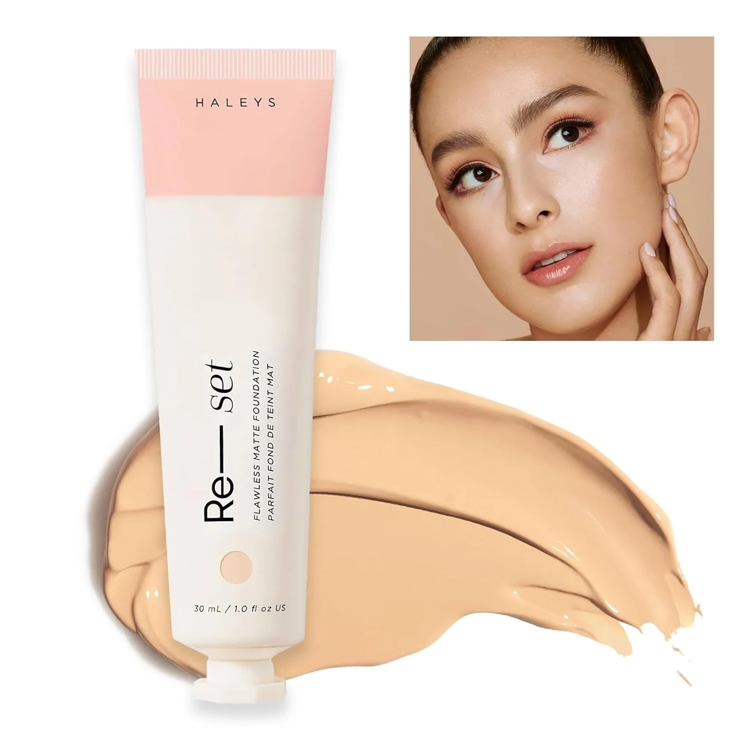 HALEYS Re-set Full Coverage Matte Foundation, VEGAN   CRUELTY-FREE, Oil-Free Liquid Foundation with Double-Dose Pigments for Long-Lasting, Smooth, Natural Finish for Sensitive, Acne-Prone Skin (2.25)