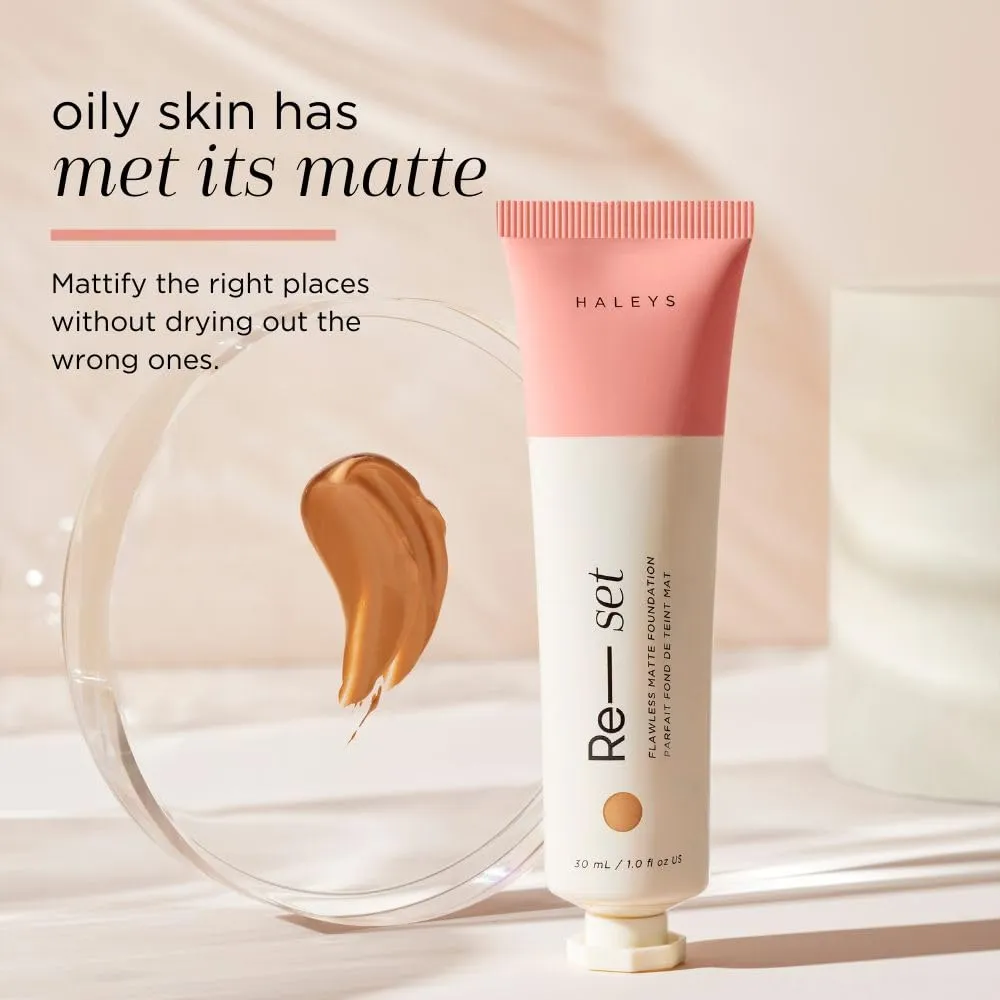 HALEYS Re-set Full Coverage Matte Foundation, VEGAN   CRUELTY-FREE, Oil-Free Liquid Foundation with Double-Dose Pigments for Long-Lasting, Smooth, Natural Finish for Sensitive, Acne-Prone Skin (2.5)