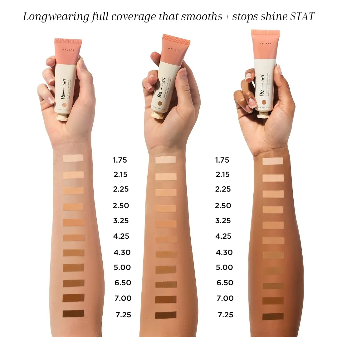 HALEYS Re-set Full Coverage Matte Foundation, VEGAN   CRUELTY-FREE, Oil-Free Liquid Foundation with Double-Dose Pigments for Long-Lasting, Smooth, Natural Finish for Sensitive, Acne-Prone Skin (2.5)