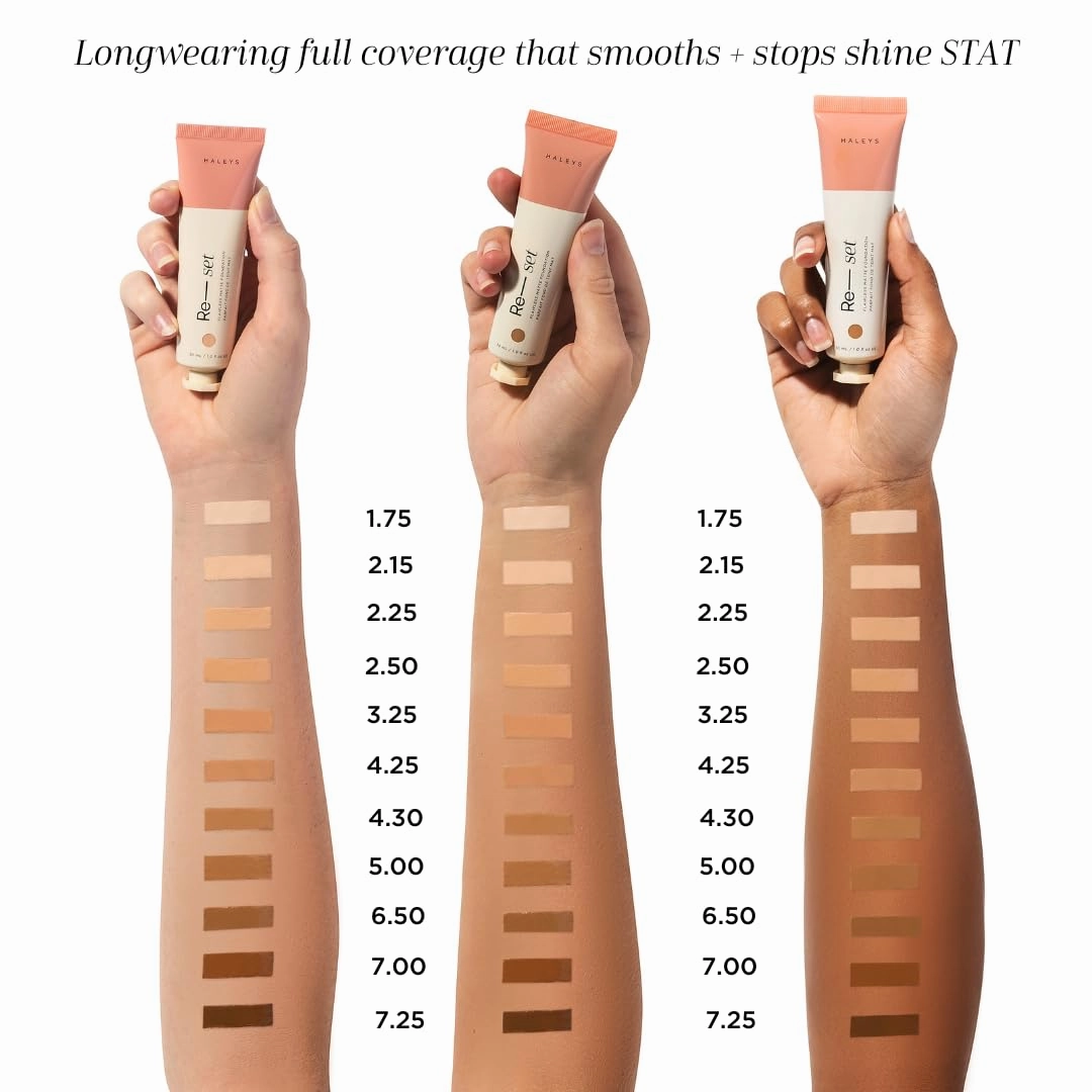 HALEYS Re-set Full Coverage Matte Foundation, VEGAN   CRUELTY-FREE, Oil-Free Liquid Foundation with Double-Dose Pigments for Long-Lasting, Smooth, Natural Finish for Sensitive, Acne-Prone Skin (4.25)