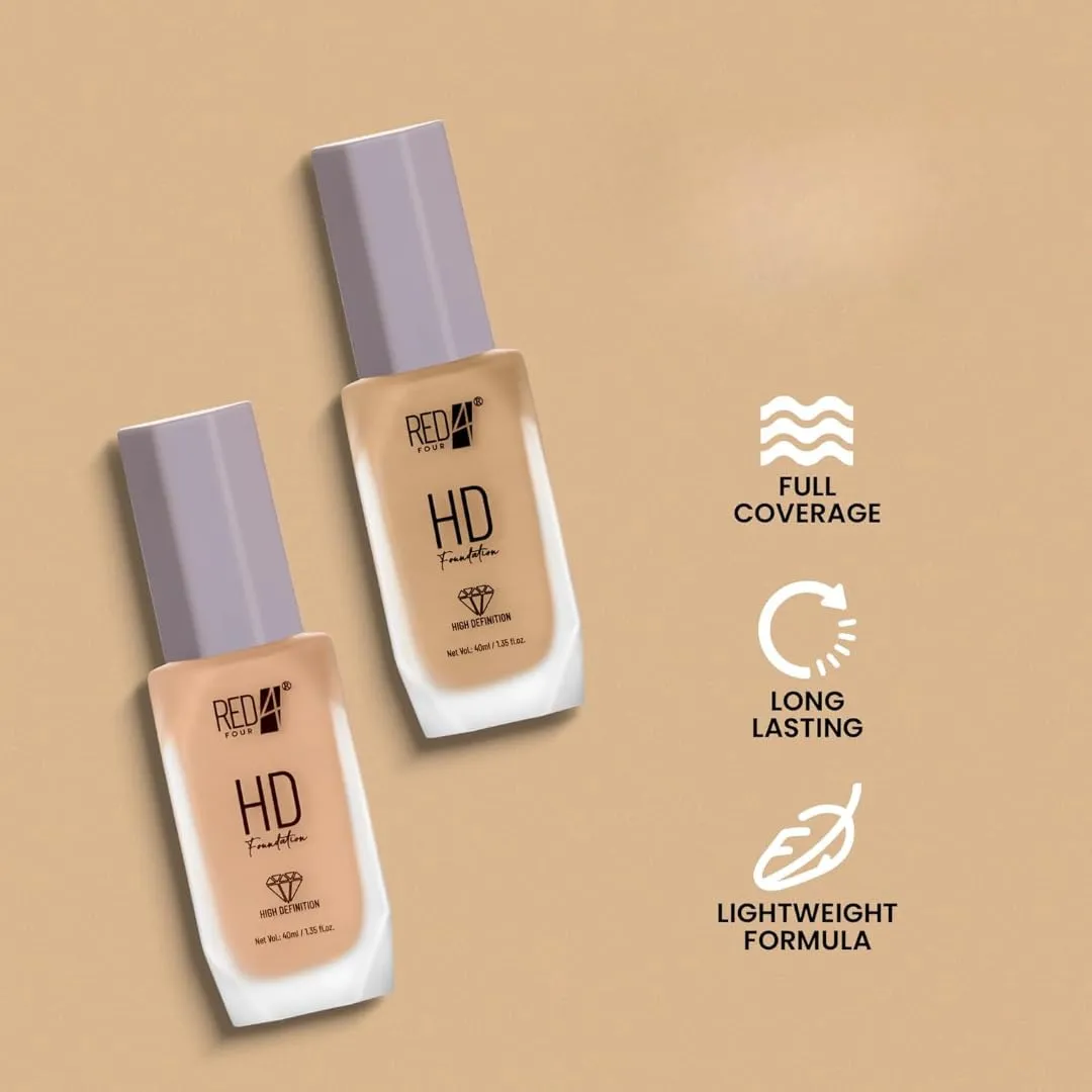 HD Foundation | Full Coverage | Matte Foundation | Lightweight Formula | Long Lasting | 40ml (01)