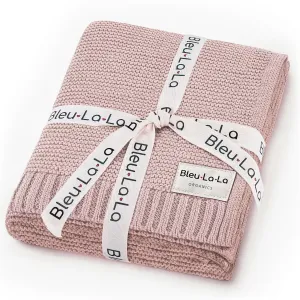 Heritage Knit Organic Receiving Swaddle Blanket for Girls - 100% Luxury Organic Cotton Soft Knit Warm Cozy Cuddle Crib Blanket for Newborns Infants & Toddlers (0-2Yrs - Blush Pink)