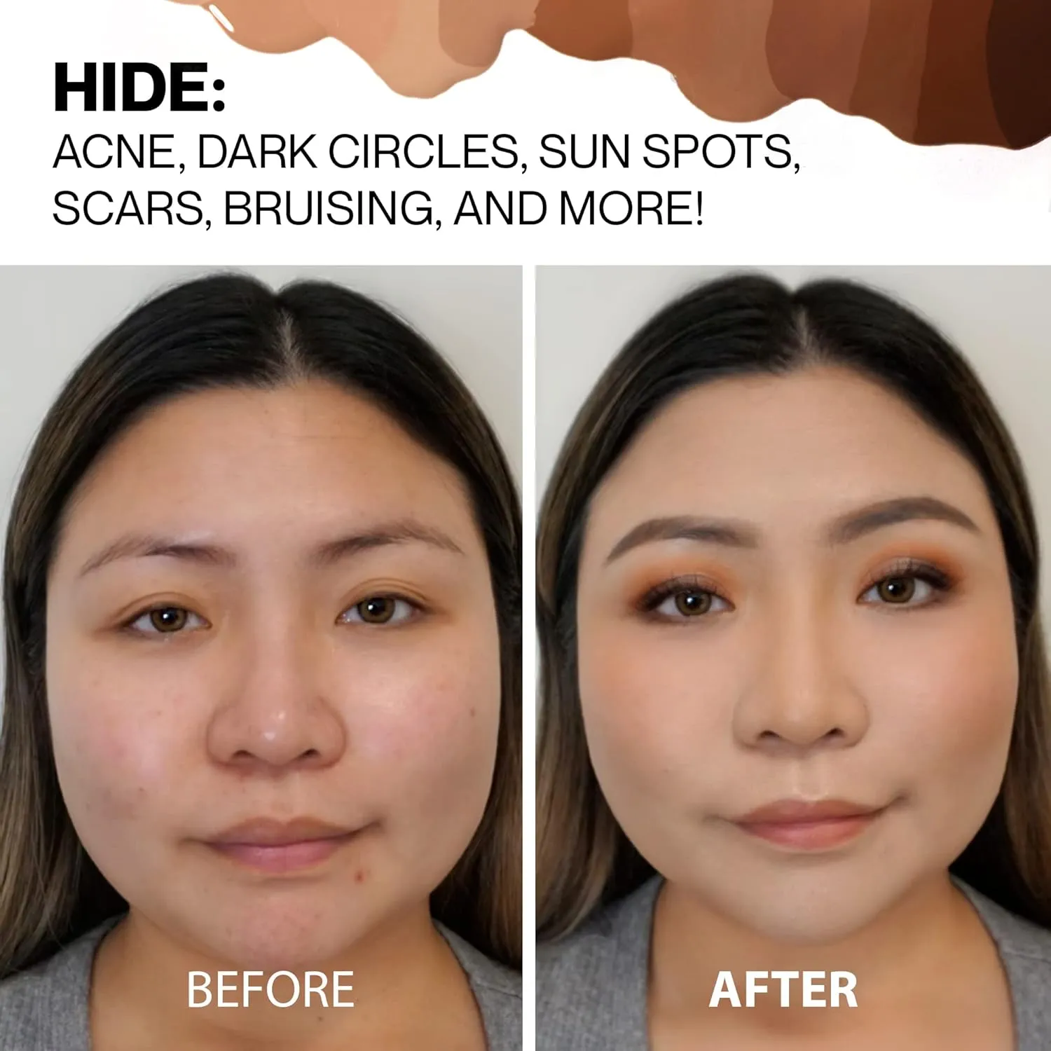 HIDE PREMIUM Liquid Foundation, Multi-Use Waterproof Foundation, Medium/Full Coverage Foundation, Shades for All Skin Types (See Shade Finder), Linen, 1 fl oz