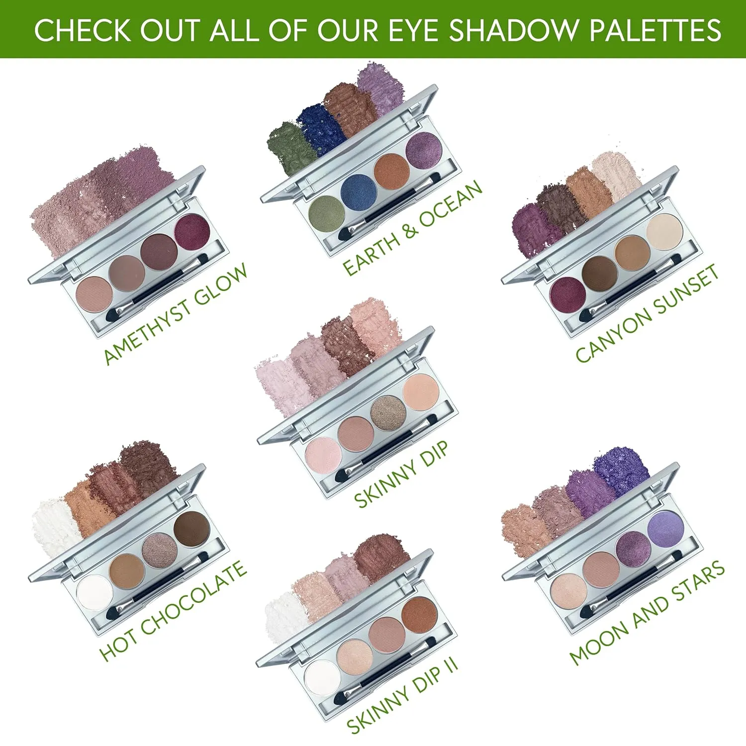 Honeybee Gardens Earth & Ocean Eye Shadow Palette, Clean and Bold, 4 Highly Pigmented Colors With Long Lasting Luxe Finish, Vegan, Cruelty-Free, Gluten-Free, and Paraben-Free, Net Wt 1.3g Each