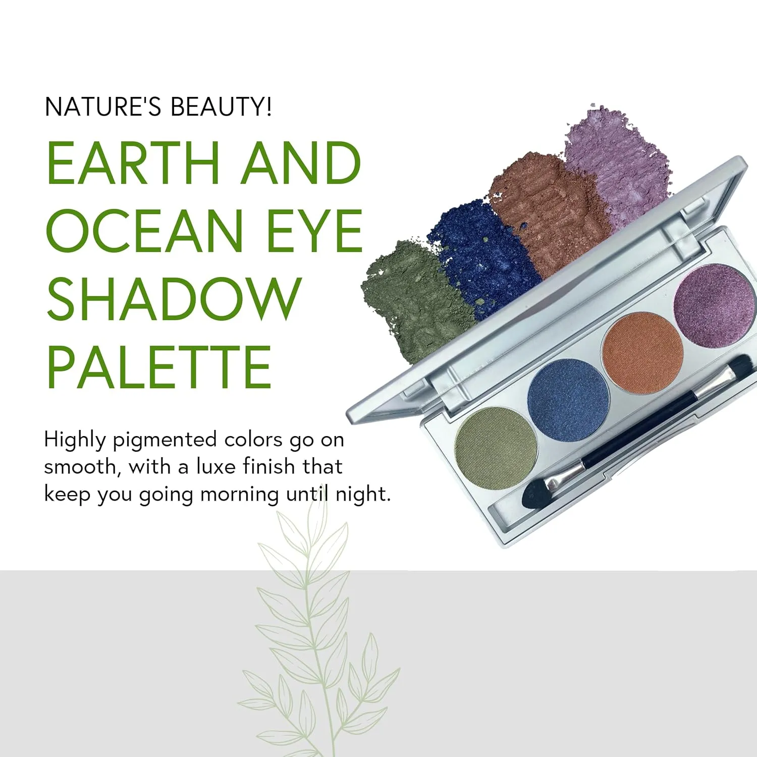 Honeybee Gardens Earth & Ocean Eye Shadow Palette, Clean and Bold, 4 Highly Pigmented Colors With Long Lasting Luxe Finish, Vegan, Cruelty-Free, Gluten-Free, and Paraben-Free, Net Wt 1.3g Each