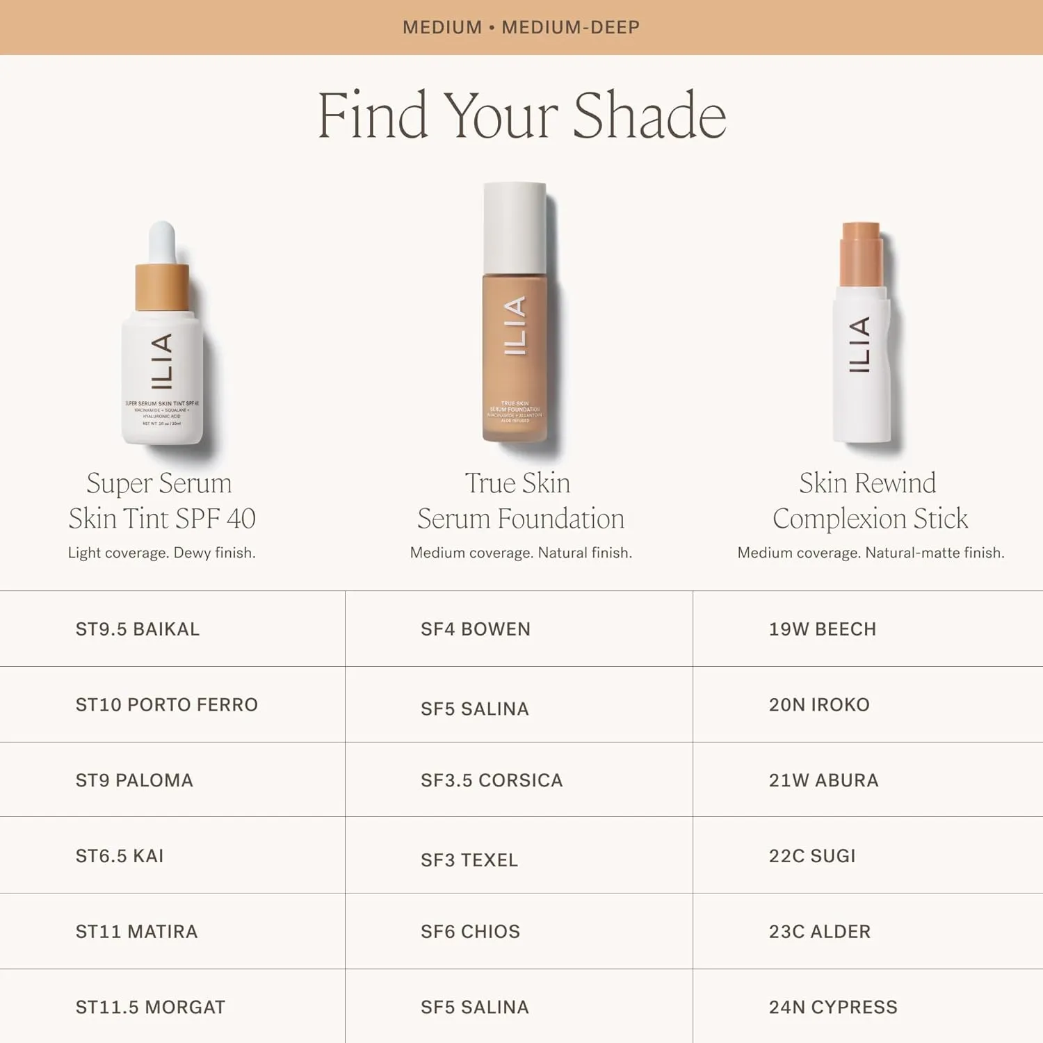 ILIA - True Skin Serum Foundation | Non-comedogenic, Cruelty-Free, Vegan, Weightless Feel, Buildable Coverage, Safe For Sensitive Skin (Corsica SF3.5)