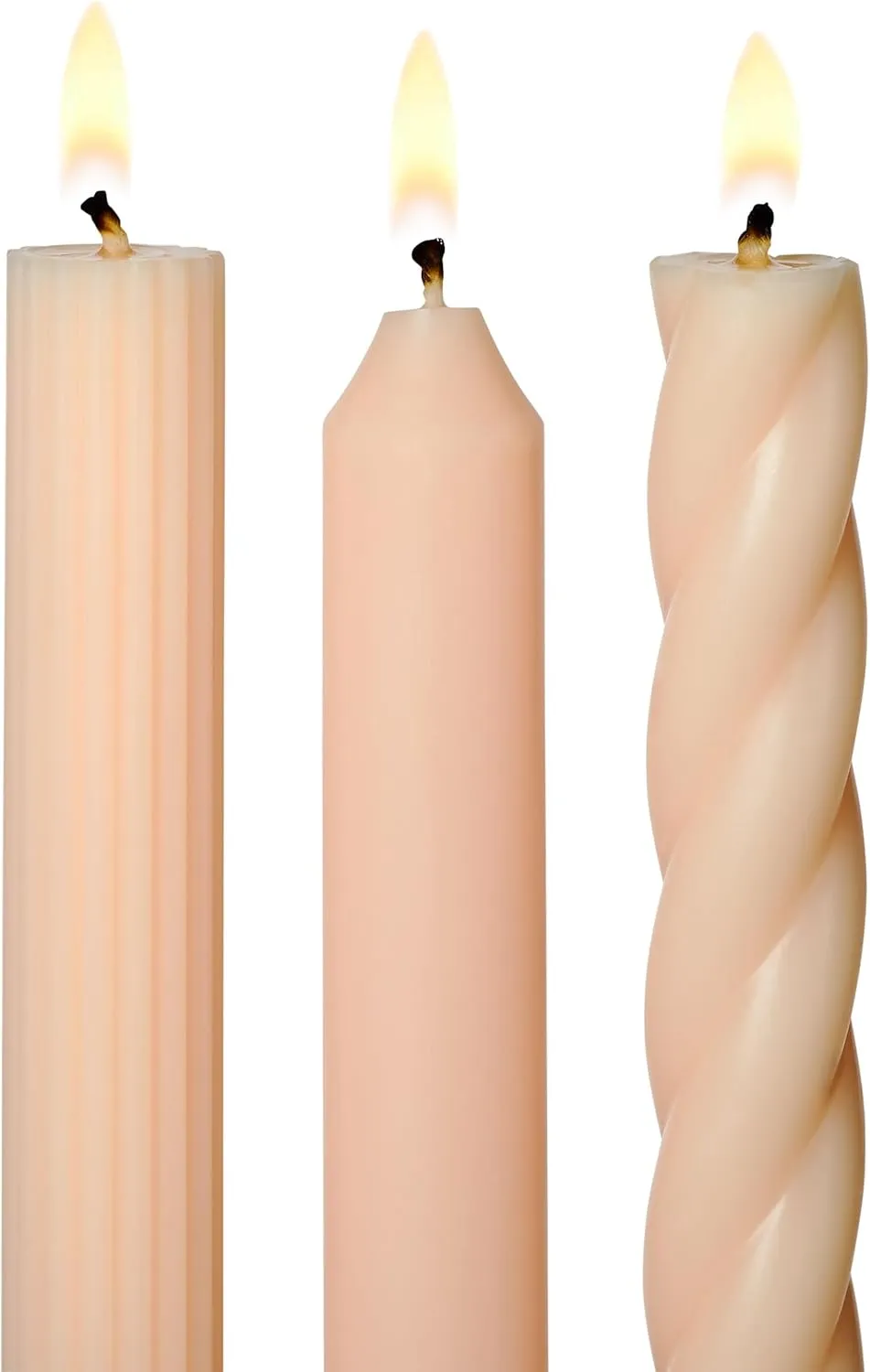 ILLUME Beautifully Done Unscented Assorted Candle Tapers 3-Pack, Blush Pink