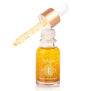 Indu-'lgeo, Essentials 24K Rose Gold Beauty Oil for Uneven Skin Tone, Dullness & Finelines|Anti-Aging,Lightweight,Makeup Face Primer|Made with 24k Gold Flakes, Rosehip Oil & Vitamin C & E -15ml