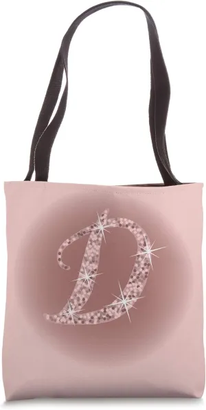 Initial D Script Letter, Rose Pink and Mauve Tote Bag