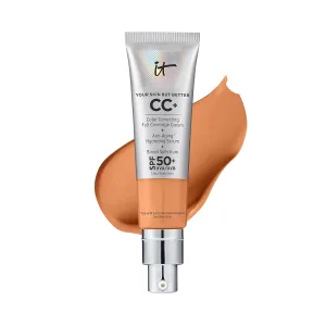IT Cosmetics CC  Cream - Full-Coverage Foundation With SPF 50, Color Corrector & Anti-Aging Serum, Formulated With Niacinamide & Hyaluronic Acid, Natural Finish, For All Skin Types, 1.08 fl oz