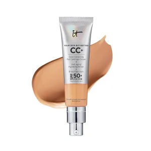 IT Cosmetics CC  Cream - Full-Coverage Foundation With SPF 50, Color Corrector & Anti-Aging Serum, Formulated With Niacinamide & Hyaluronic Acid, Natural Finish, For All Skin Types, 1.08 fl oz