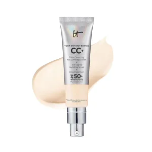 IT Cosmetics CC  Cream - Full-Coverage Foundation With SPF 50, Color Corrector & Anti-Aging Serum, Formulated With Niacinamide & Hyaluronic Acid, Natural Finish, For All Skin Types, 1.08 fl oz