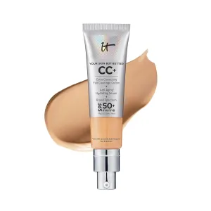IT Cosmetics CC  Cream - Full-Coverage Foundation With SPF 50, Color Corrector & Anti-Aging Serum, Formulated With Niacinamide & Hyaluronic Acid, Natural Finish, For All Skin Types, 1.08 fl oz