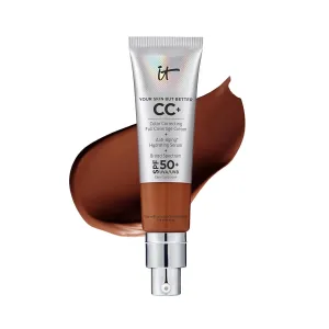 IT Cosmetics CC  Cream - Full-Coverage Foundation With SPF 50, Color Corrector & Anti-Aging Serum, Formulated With Niacinamide & Hyaluronic Acid, Natural Finish, For All Skin Types, 1.08 fl oz