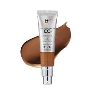 IT Cosmetics CC  Cream - Full-Coverage Foundation With SPF 50, Color Corrector & Anti-Aging Serum, Formulated With Niacinamide & Hyaluronic Acid, Natural Finish, For All Skin Types, 1.08 fl oz