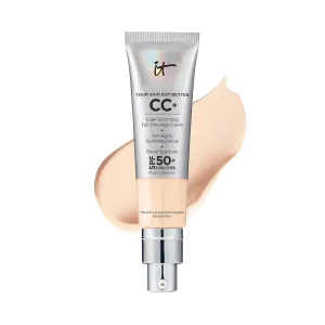 IT Cosmetics CC  Cream - Full-Coverage Foundation With SPF 50, Color Corrector & Anti-Aging Serum, Formulated With Niacinamide & Hyaluronic Acid, Natural Finish, For All Skin Types, 1.08 fl oz